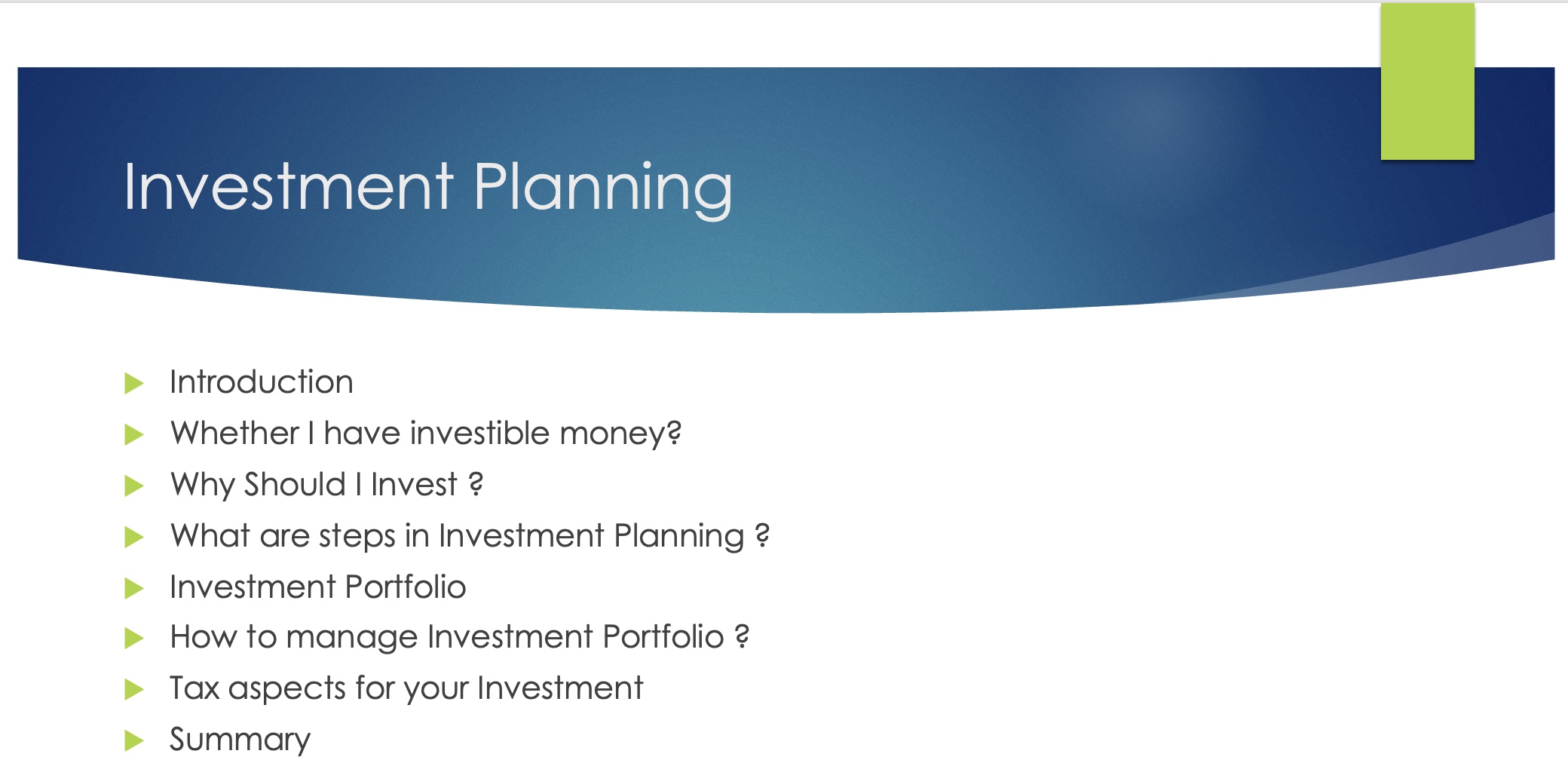 presentation on investment planning