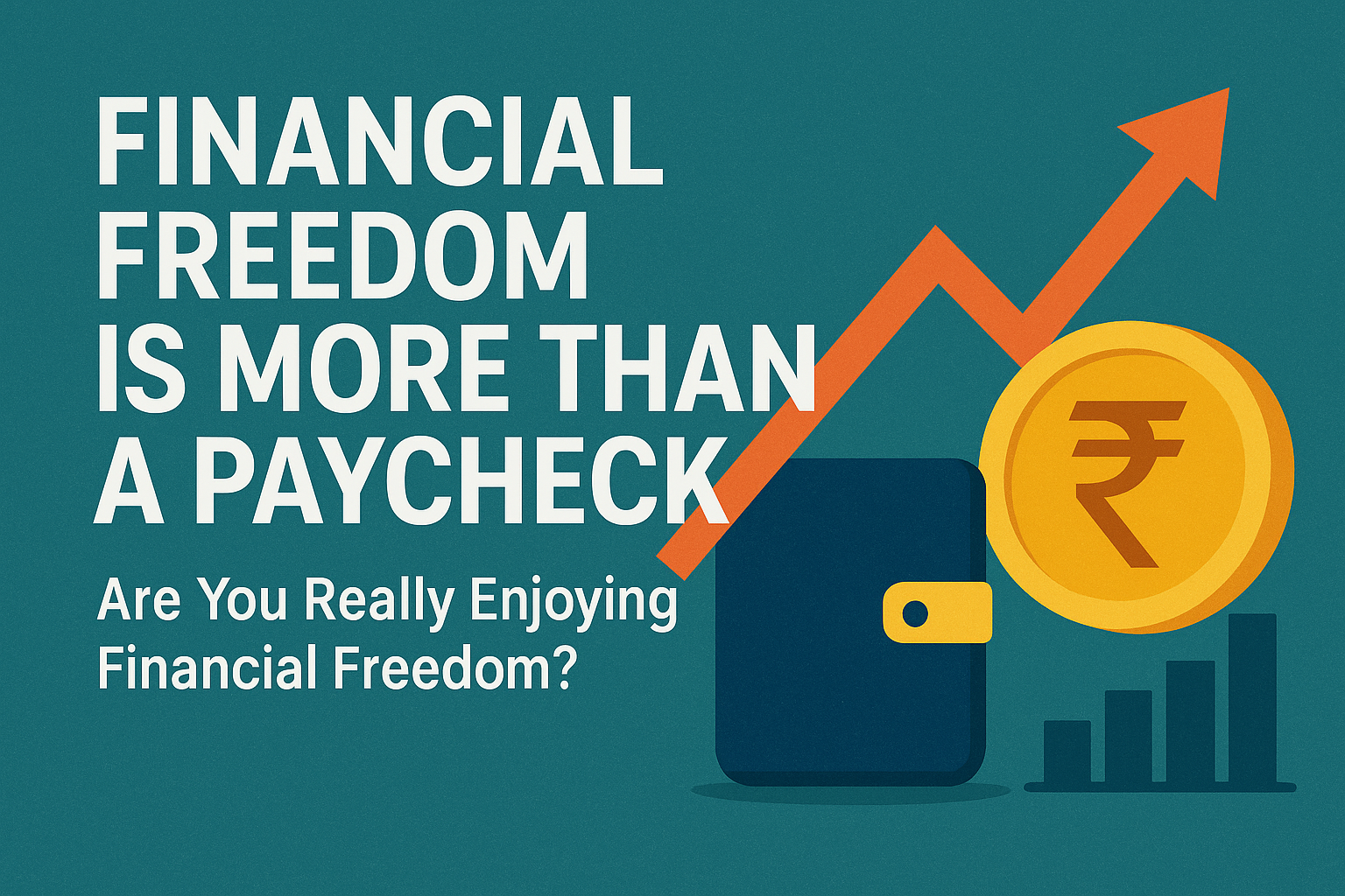 llustration showing financial planning and growth with upward graph, Indian Rupee symbol, and wallet, representing retirement planning and financial literacy in India.